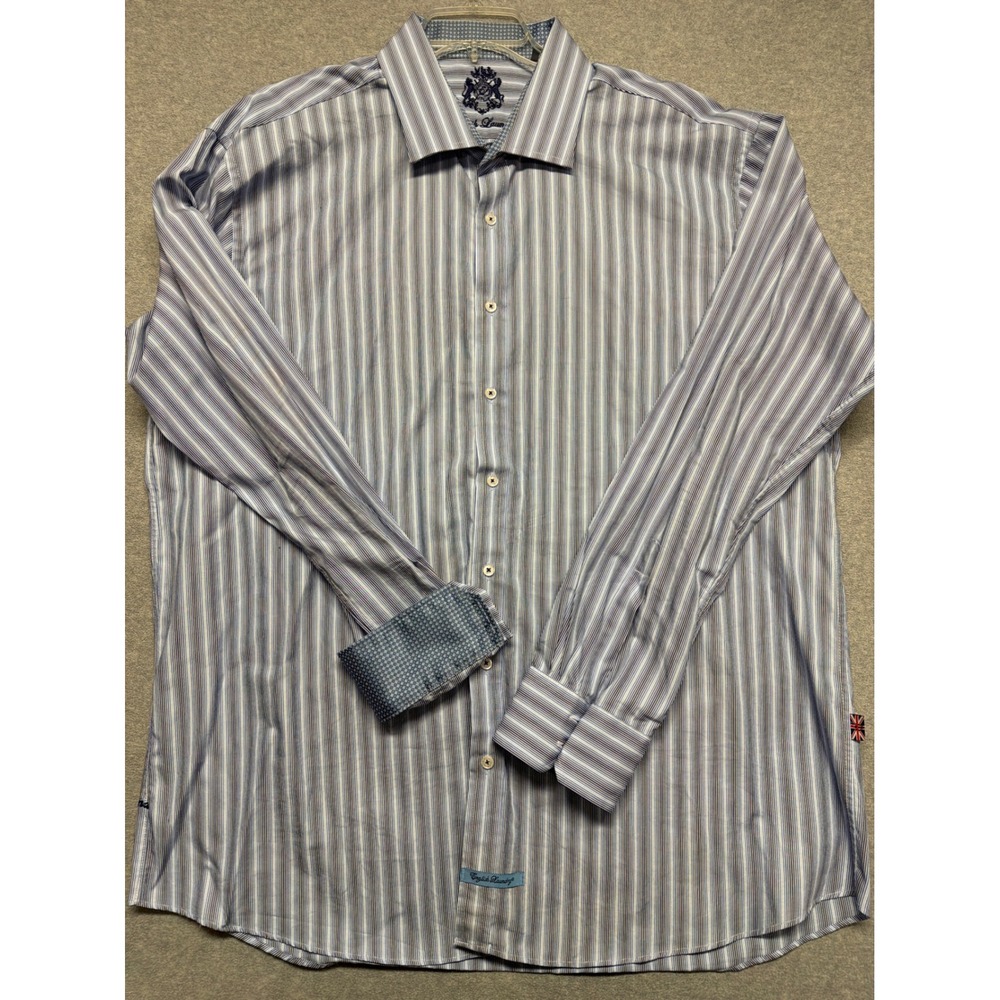 English‎ Laundry Mens Blue Striped Cotton Long Sleeve Button Down Shirt 19 38/39